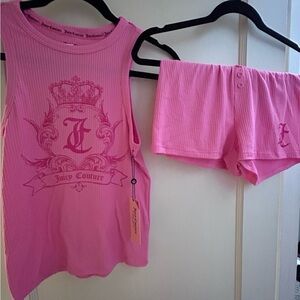Juicy Couture Pink Crest Tank and Shorts
